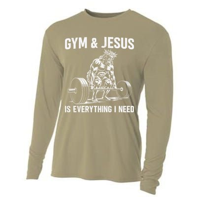 Gym And Jesus Christian Weight Lifting Cooling Performance Long Sleeve Crew
