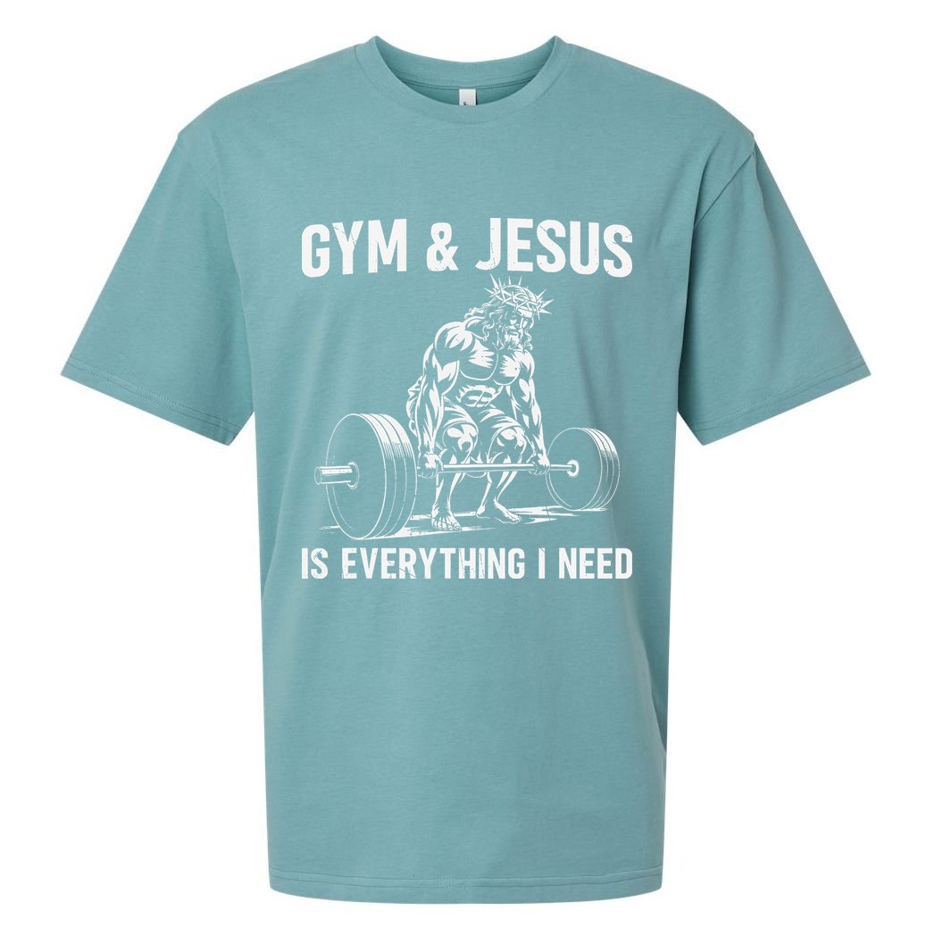 Gym And Jesus Christian Weight Lifting Sueded Cloud Jersey T-Shirt