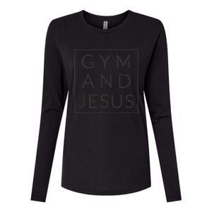 Gym And Jesus Christian Workout Fun Modern Fitness Womens Cotton Relaxed Long Sleeve T-Shirt