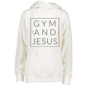 Gym And Jesus Christian Workout Fun Modern Fitness Womens Funnel Neck Pullover Hood