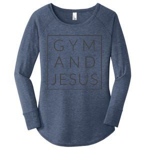 Gym And Jesus Christian Workout Fun Modern Fitness Women's Perfect Tri Tunic Long Sleeve Shirt