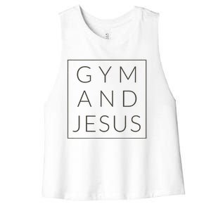 Gym And Jesus Christian Workout Fun Modern Fitness Women's Racerback Cropped Tank