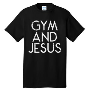 Gym And Jesus Christian Workout Fitness Exercise Women Tall T-Shirt