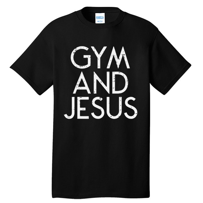 Gym And Jesus Christian Workout Fitness Exercise Women Tall T-Shirt