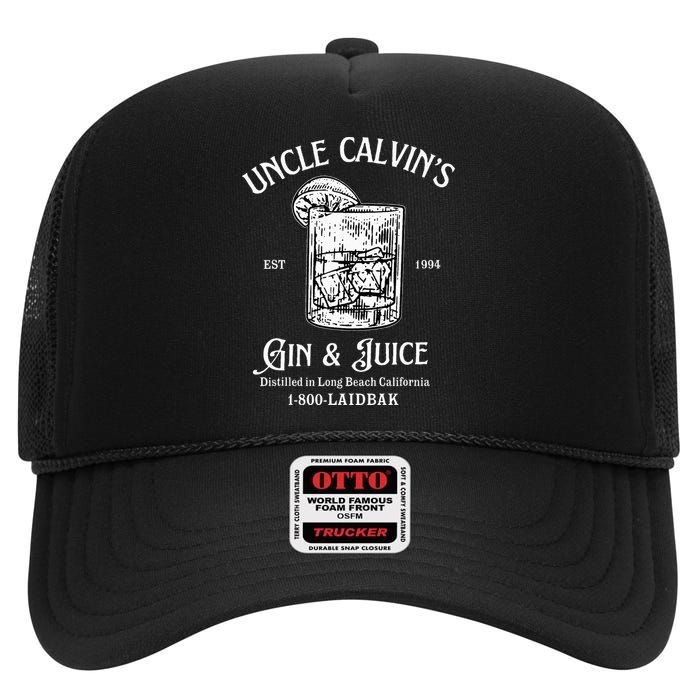 Gin And Juice Est 1994 Distilled In Long Beach California High Crown Mesh Back Trucker Hat