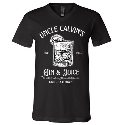 Gin And Juice Est 1994 Distilled In Long Beach California V-Neck T-Shirt