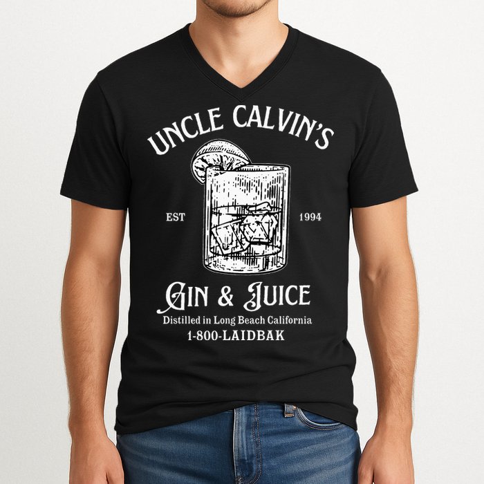 Gin And Juice Est 1994 Distilled In Long Beach California V-Neck T-Shirt