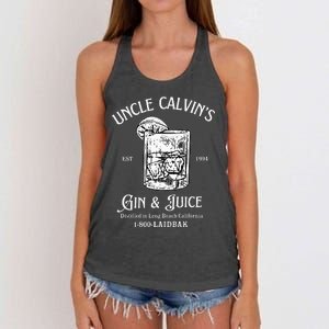 Gin And Juice Est 1994 Distilled In Long Beach California Women's Knotted Racerback Tank