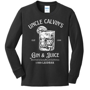 Gin And Juice Est 1994 Distilled In Long Beach California Kids Long Sleeve Shirt