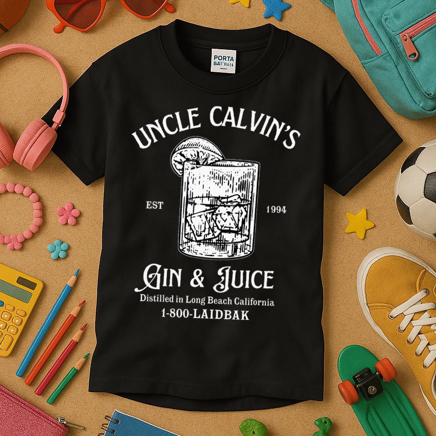 Gin And Juice Est 1994 Distilled In Long Beach California Kids T-Shirt
