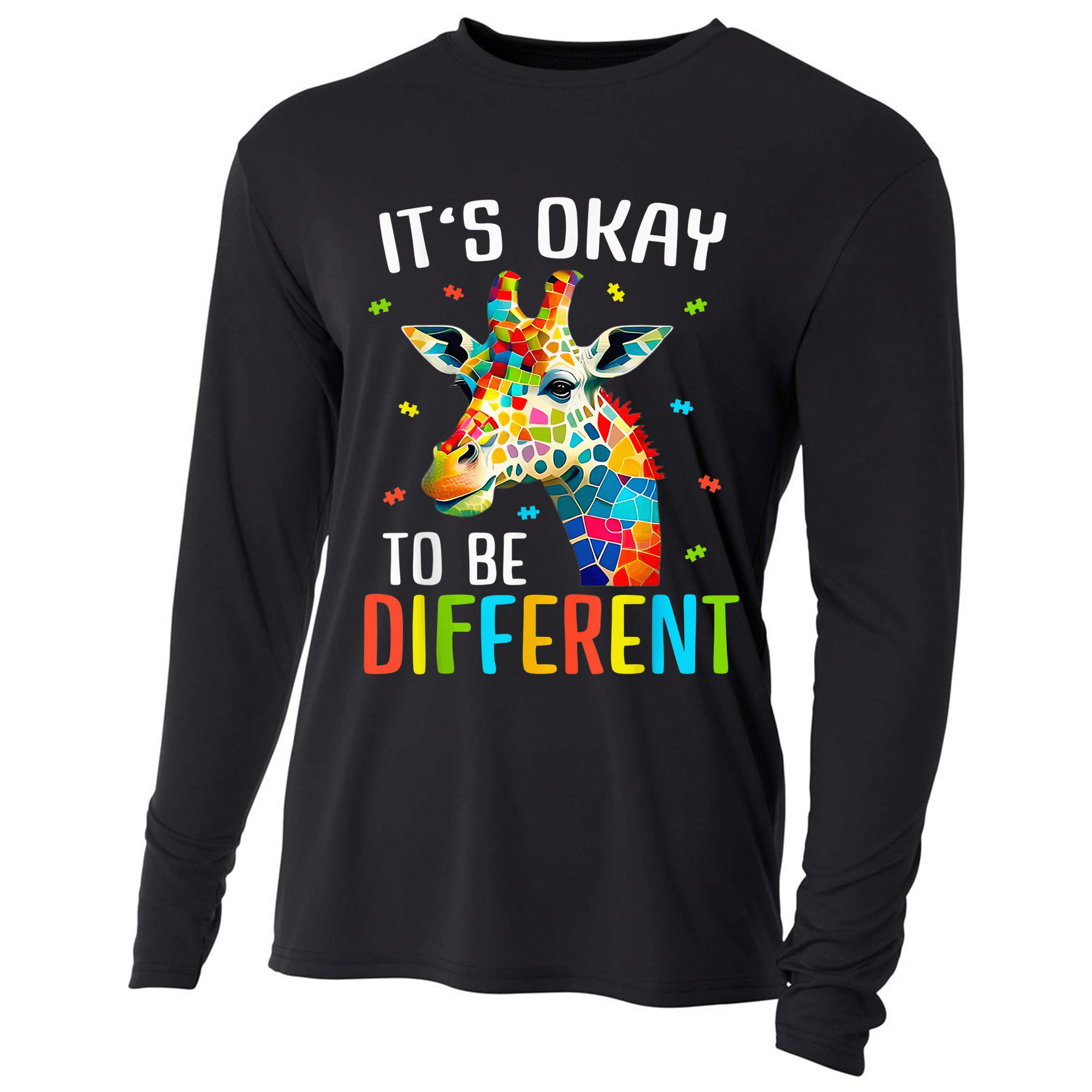 Giraffe Acceptance kid boy girl Its Ok To Be Different Cooling Performance Long Sleeve Crew