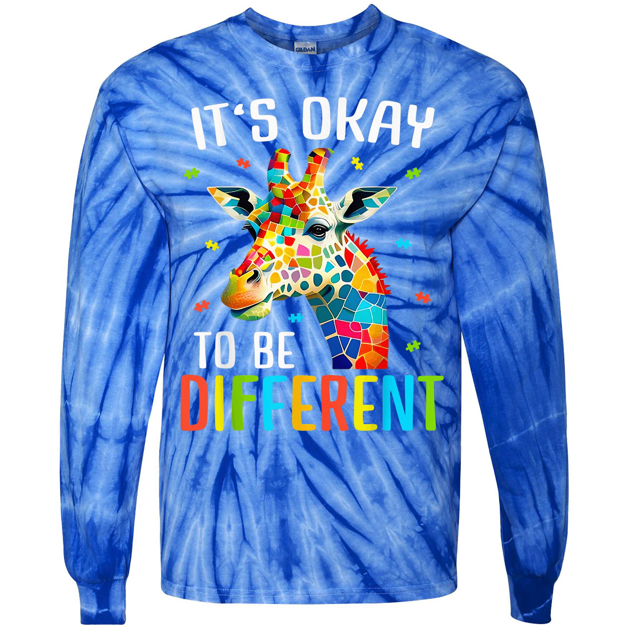 Giraffe Acceptance kid boy girl Its Ok To Be Different Tie-Dye Long Sleeve Shirt