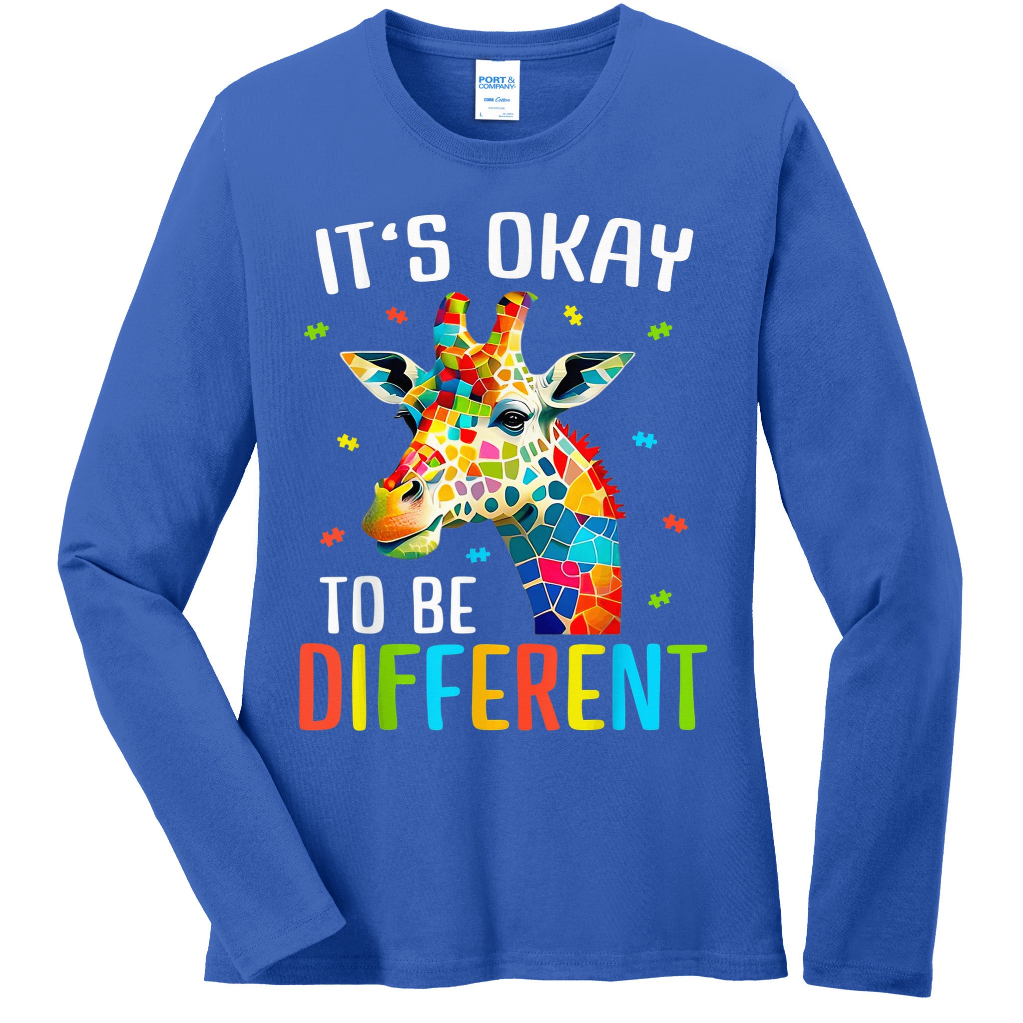 Giraffe Acceptance kid boy girl Its Ok To Be Different Ladies Long Sleeve Shirt