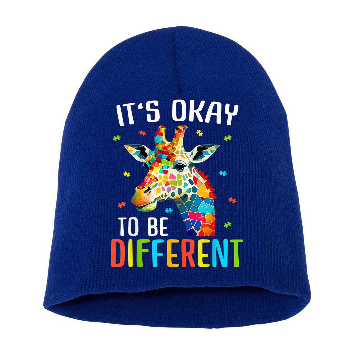 Giraffe Acceptance kid boy girl Its Ok To Be Different Short Acrylic Beanie