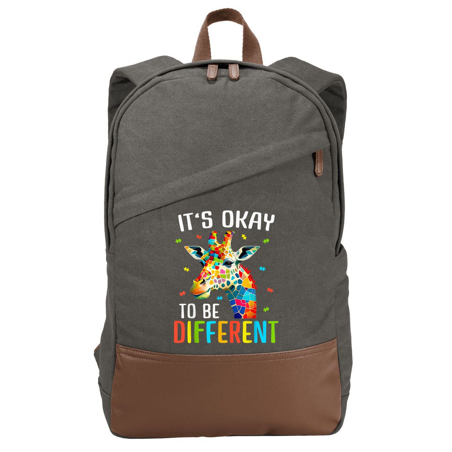 Giraffe Acceptance kid boy girl Its Ok To Be Different Cotton Canvas Backpack
