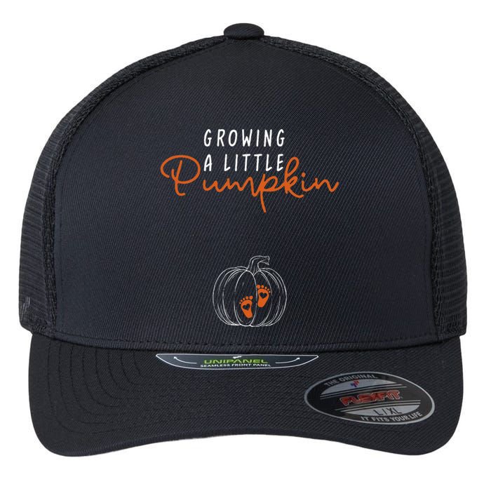 Growing A Little Pumpkin Pregnancy Announcement Thanksgiving Flexfit Unipanel Trucker Cap