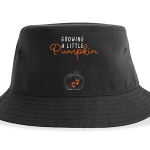 Growing A Little Pumpkin Pregnancy Announcement Thanksgiving Sustainable Bucket Hat