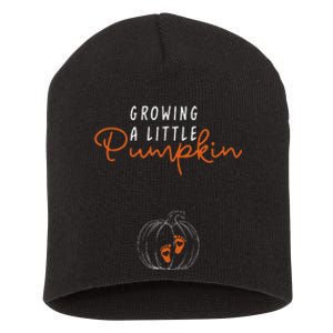 Growing A Little Pumpkin Pregnancy Announcement Thanksgiving Short Acrylic Beanie