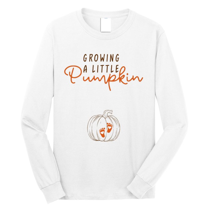 Growing A Little Pumpkin Fall Maternity Thanksgiving Baby Long Sleeve Shirt