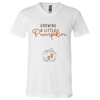 Growing A Little Pumpkin Fall Maternity Thanksgiving Baby V-Neck T-Shirt