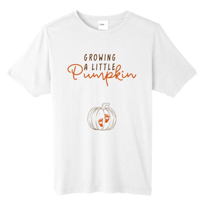 Growing A Little Pumpkin Fall Maternity Thanksgiving Baby Tall Fusion ChromaSoft Performance T-Shirt