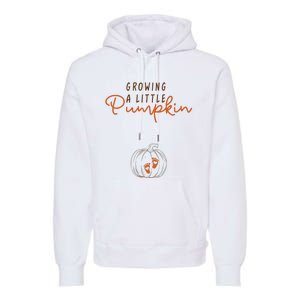 Growing A Little Pumpkin Fall Maternity Thanksgiving Baby Premium Hoodie