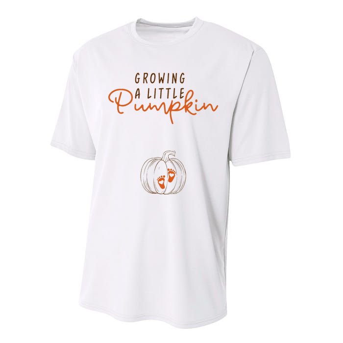 Growing A Little Pumpkin Fall Maternity Thanksgiving Baby Performance Sprint T-Shirt