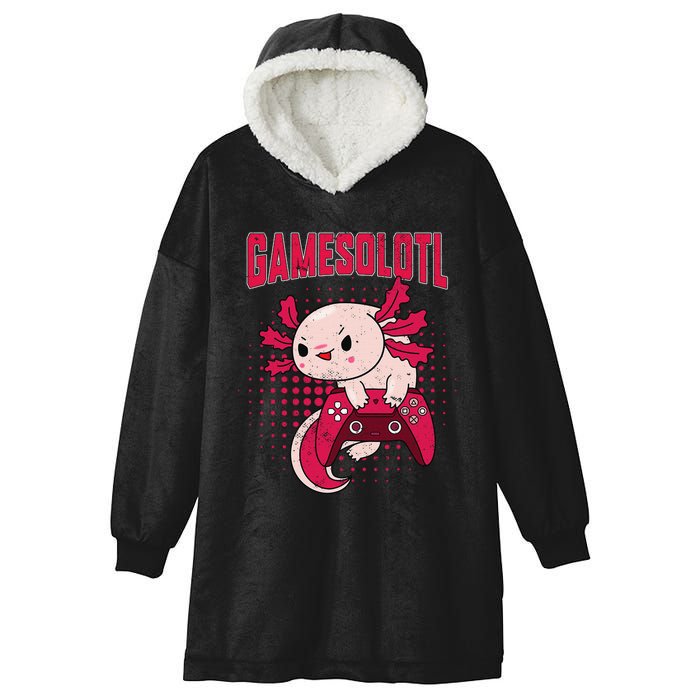 Gamer Axolotl Lover Cute Axolotl Gaming Video Gamer Gifts Hooded Wearable Blanket