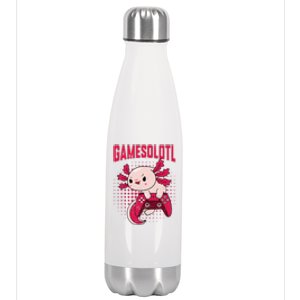 Gamer Axolotl Lover Cute Axolotl Gaming Video Gamer Gifts Stainless Steel Insulated Water Bottle