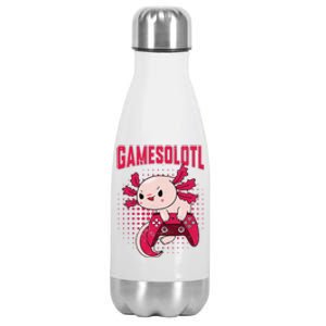 Gamer Axolotl Lover Cute Axolotl Gaming Video Gamer Gifts Stainless Steel Insulated Water Bottle