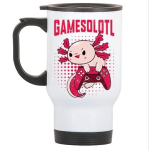 Gamer Axolotl Lover Cute Axolotl Gaming Video Gamer Gifts Stainless Steel Travel Mug