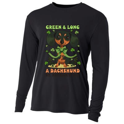 Green And Long: Dachshund Design St Patricks Day Dachshund Gift Cooling Performance Long Sleeve Crew