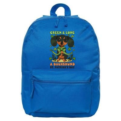 Green And Long: Dachshund Design St Patricks Day Dachshund Gift 16 in Basic Backpack