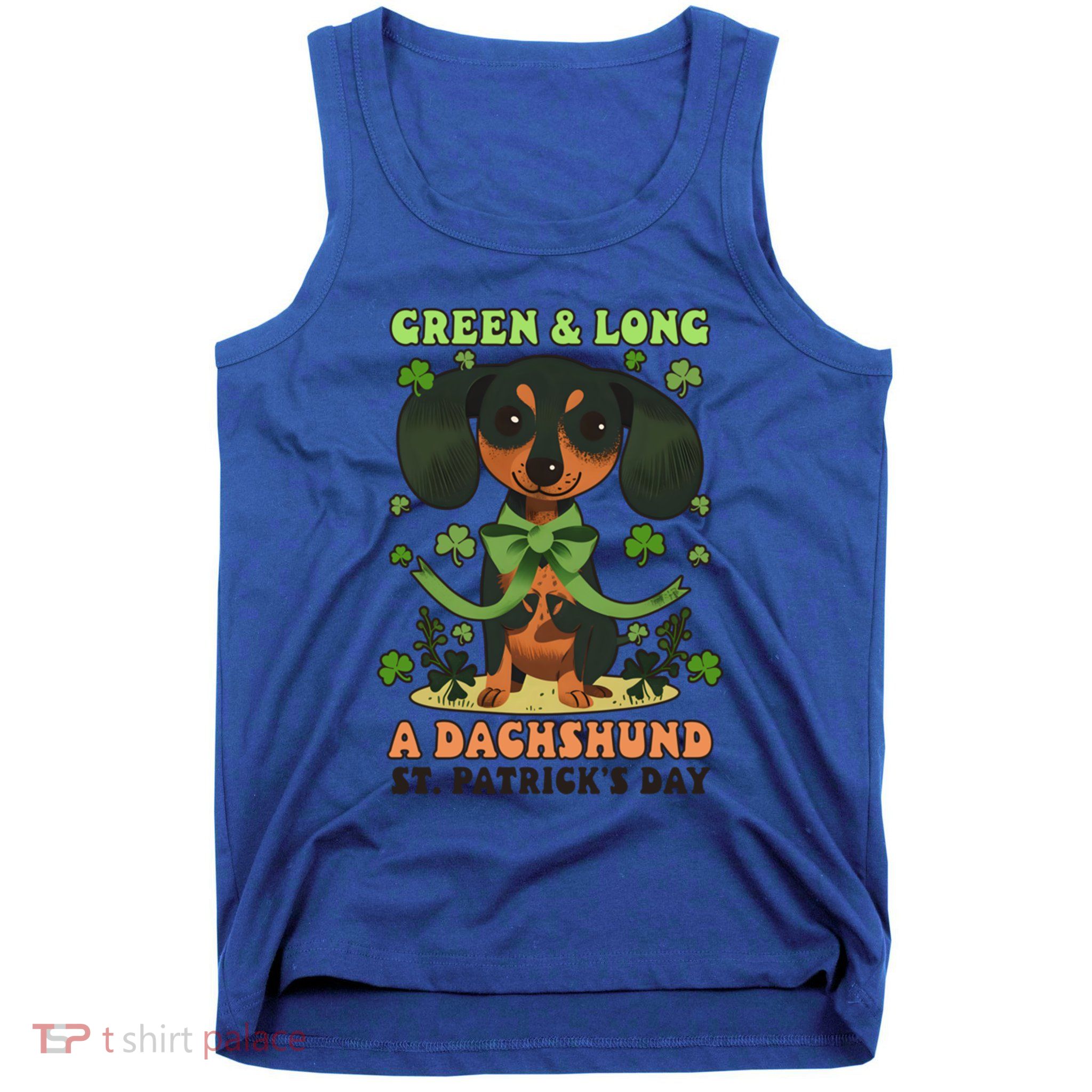Green And Long: Dachshund Design St Patricks Day Dachshund Gift Tank Top