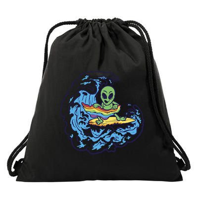 Gay Alien LGBTQ Pride Surfing Drawstring Bag