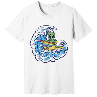 Gay Alien LGBTQ Pride Surfing Premium T-Shirt