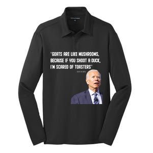 Goats Are Like Mushrooms...Funny Joe Biden Silk Touch Performance Long Sleeve Polo