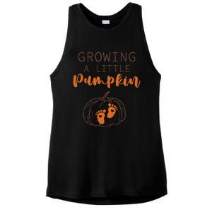 Growing A Little Pumpkin Pregnancy Reveal Thanksgiving Funny Ladies PosiCharge Tri-Blend Wicking Tank