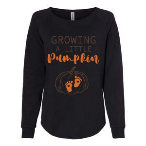 Growing A Little Pumpkin Pregnancy Reveal Thanksgiving Funny Womens California Wash Sweatshirt