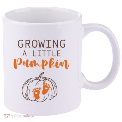 Growing A Little Pumpkin Pregnancy Reveal Thanksgiving Funny 11oz C Handle Ceramic Mug