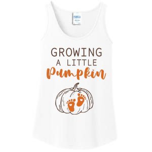 Growing A Little Pumpkin Pregnancy Reveal Thanksgiving Funny Ladies Essential Tank