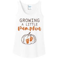 Growing A Little Pumpkin Pregnancy Reveal Thanksgiving Funny Ladies Essential Tank