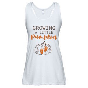 Growing A Little Pumpkin Pregnancy Reveal Thanksgiving Funny Ladies Essential Flowy Tank