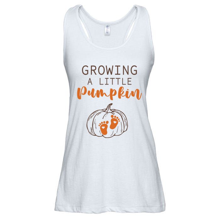 Growing A Little Pumpkin Pregnancy Reveal Thanksgiving Funny Ladies Essential Flowy Tank