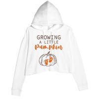 Growing A Little Pumpkin Pregnancy Reveal Thanksgiving Funny Crop Fleece Hoodie