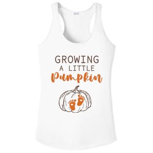 Growing A Little Pumpkin Pregnancy Reveal Thanksgiving Funny Ladies PosiCharge Competitor Racerback Tank