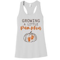 Growing A Little Pumpkin Pregnancy Reveal Thanksgiving Funny Women's Racerback Tank