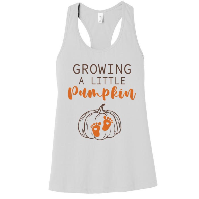 Growing A Little Pumpkin Pregnancy Reveal Thanksgiving Funny Women's Racerback Tank