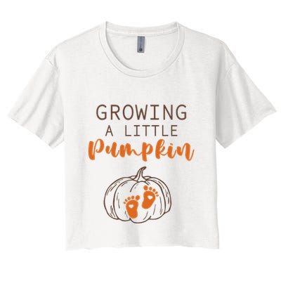 Growing A Little Pumpkin Pregnancy Reveal Thanksgiving Funny Crop Top