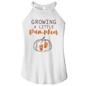 Growing A Little Pumpkin Pregnancy Reveal Thanksgiving Funny Women's Perfect Tri Rocker Tank